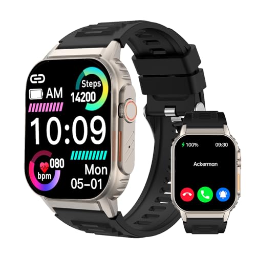 Smart Watch(Answer/Make Call), 2.01' Smartwatch for Men Women, IP67 Waterproof, 100+ Sport Modes Fitness Tracker, Heart Rate Sleep Monitor, AI Voice, Smart Watches for Android iOS Phones