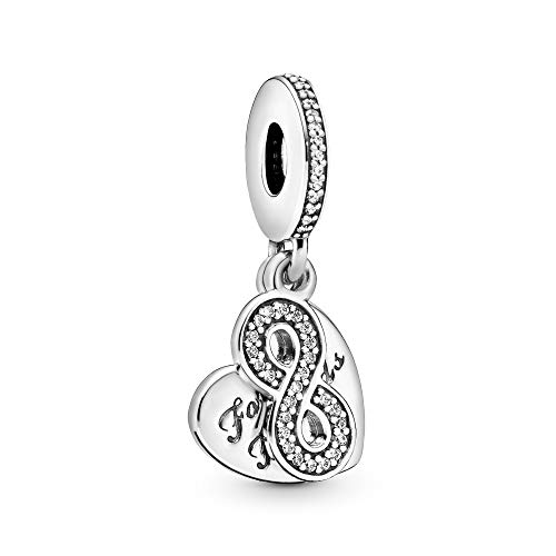 Pandora Forever Friends Heart Dangle Charm - Compatible Moments Bracelets - Jewelry for Women - Gift for Women - Made with Sterling Silver & Cubic Zirconia