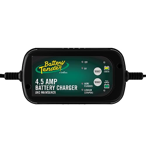 Battery Tender 4.5 AMP 12V / 6V, Selectable Battery Charger and Maintainer for Cars, Trucks and SUVs, Lead Acid & Lithium Fully Automatic - 022-0370-DL-WH