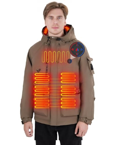 Brimekey Heated Jackets for Men with Battery Pack, Waterproof Heated Coat for Men & Women Electric Heated Hoodie for Hunting Fishing