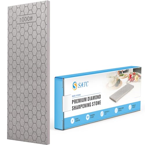 S SATC Diamond Sharpening Stone 2 Side Grit 400/1000 Diamond Plate Honing Stone 8-inch Hone Sharpener White