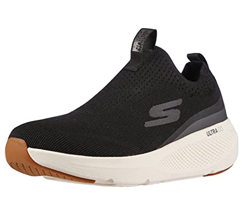Skechers Men's GOrun Elevate-Athletic Slip-On Workout Running Shoe Sneaker with Cushioning, Black/White, 12 X-Wide