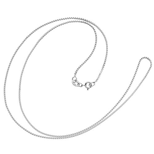 Everyday Elegance 14K Solid White Gold Necklace | Box Link Chain | 18 Inch Length | 1.0mm Thick | With Gift Box