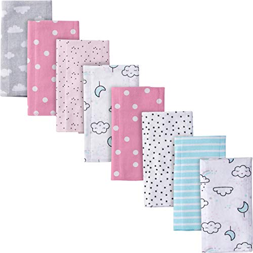 Gerber Unisex-Baby 8-Pack Flannel Burp Cloths, Clouds, 20' x 14