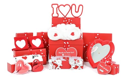 HAPPY LOLLI Red Gift for Tween & Teen Girls - 8 Wrapped Gifts in One Box with Fun Tasks and empowering Cards - Best for Birthdays, Christmas, Special Occasions (Red Box)