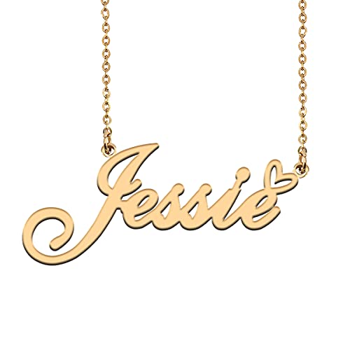 HUAN XUN Personal Initial Name Necklace Silver Personalized for New Mom Birthday Gifts Jessie