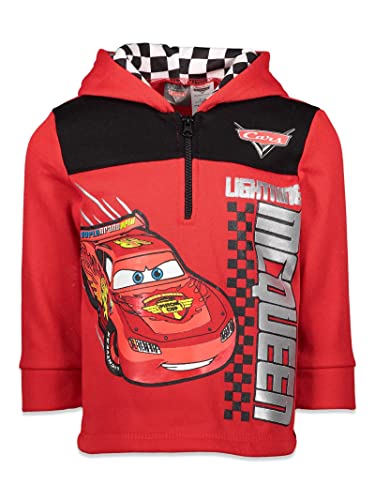 Disney Pixar Cars Lightning McQueen Toddler Boys Half-Zip Hoodie Red 5T