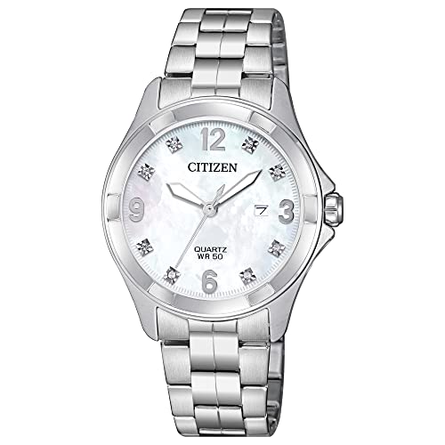 Citizen Quartz Womens Watch, Stainless Steel, Crystal, Silver-Tone (Model: EU6080-58D)