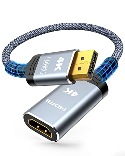 4K Display Port to HDMI Adapter, Highwings Uni-Directional DisplayPort (DP) 1.2 Computer to HDMI Screen Monitor Converter 4K@30Hz 2K@60Hz 1080P Full HD (Male to Female), for Dell HP AMD NVIDIA,Passive