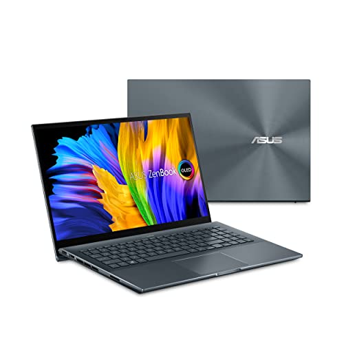 ASUS ZenBook Pro 15 OLED Laptop 15.6” FHD Touch Display, AMD Ryzen 7 5800H CPU, NVIDIA GeForce RTX 3050 Ti gpu, 16GB RAM, 512GB PCIe SSD, Windows 11 Pro, Pine Grey, UM535QE-XH71T