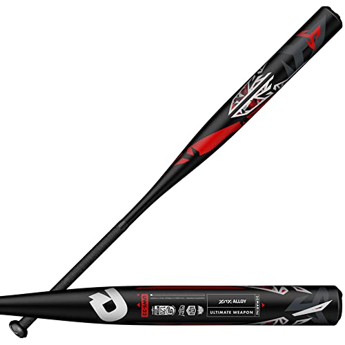 DeMarini 2022 Ultimate Weapon Slowpitch Softball Bat - 34'/27 oz,Black/Red/Grey