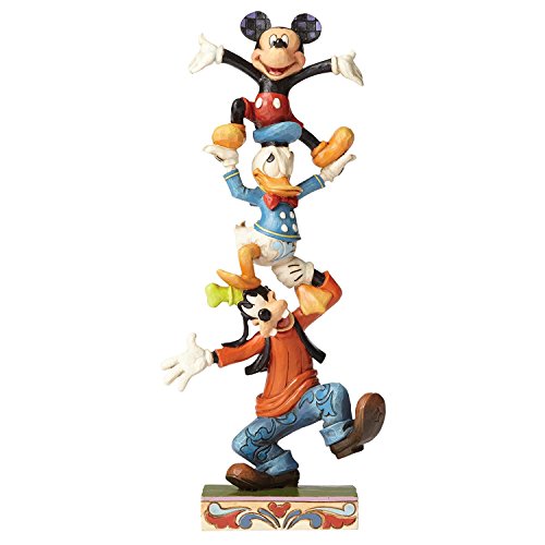 Enesco Disney Traditions by Jim Shore Goofy, Donald and Mickey Teetering Tower Stacked Figurine, 8.75 Inch, Multicolor