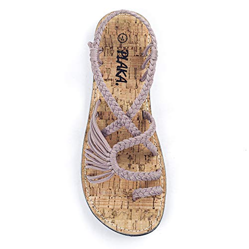 Plaka Palm Leaf Flat Summer Sandals for Women | Perfect for the Beach Walking & Dressy Occasions | Brazilian Sand | Size 9