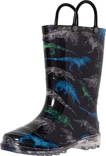 Western Chief Boys' Light-Up Waterproof Rain Boot, Dinosaur Friends 10 M US Toddler