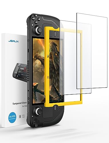 JSAUX 2-Pack Steam Deck Screen Protector, Anti Glare Protector 9H Hardness Easy to Install with Guiding Frame Scratch Resistant Matte Tempered Glass for Steam Deck/Steam Deck OLED, Come with Toolkits