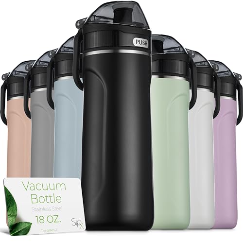 SipX Triple-Insulated Stainless Steel Water Bottle - 18oz. With Straw Lid, BPA-Free Reusable Insulated Water Bottle Keeps Cold For 12 Hours, Metal Water Bottle Made Of Sustainable Material For Hiking