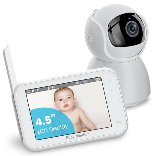 Baby Monitor, Video Baby Monitor with Camera Audio,Night Vision Video Baby Monitor, 4.5' Remote IPS Screen HD Baby Camera Monitor with VOX Mode, Temperature Sensor 8 Lullabies and 1000ft Range NO WIFI