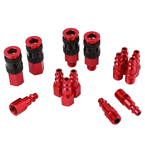 WYNNsky Universal Air Coupler and Industrial Air Plug Kit, 1/4 Inch Threads and Body Size, 14 Pieces Air Compressor Accessories