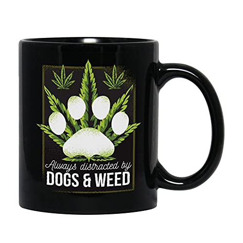 Bubble Hugs Weed And Dog Coffee Mug 11 oz Black, Pot Head Smoker Cannabis Bong Puppy