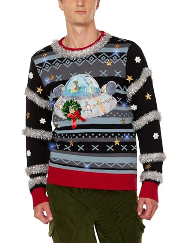Spencer’s Rick and Morty Light-Up Merry Rickmas Christmas Sweater | Officially Licensed | Perfect for Any Fan! - XL Multicolored