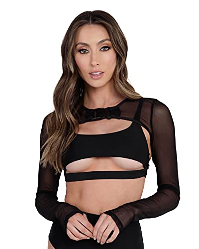iHeartRaves Girl Code Ultra Cropped Long Sleeve (Black, Medium)