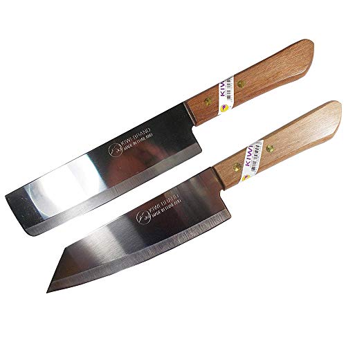 Kiwi Knife Cook Utility Knives Cutlery Steak Wood Handle Kitchen Tool Sharp Blade 6.5' Stainless Steel 1 set (2 Pcs) (No.171,172)