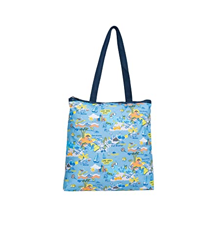 LeSportsac City Retreat Easy Magazine Tote Bag, Style 3531/Color F953, Ultimate New York City & Hamptons/Montauk Iconic Graphic Design: Beaches, Tennis, Boating, Jitney & Bicycling