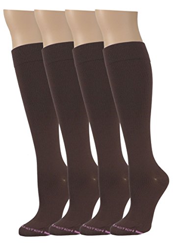 4 Pairs Dr. Motion Graduated Compression Knee-hi Women's Socks (Brown)