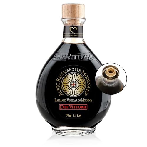 Due Vittorie Oro Gold Balsamic Vinegar of Modena in Glass Decanter with Built in Pourer - 8.45 Fl Oz (Pack of 1)