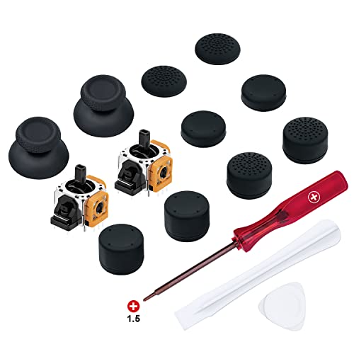 Wigearss 15 In 1 Joystick Repair Kit with Opening Tool and Enhanced Thumb Grips for PS5 DualSense Controller
