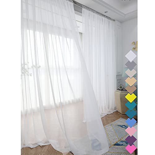Window White Sheer Curtains 84 Inches Long 2 Panels Sheer White Curtains Clear Curtains Basic Rod Pocket Panel other Beige Grey Purple Pink 63 72 95 108 Inch Bedroom Children Living Room Yard Kitchen