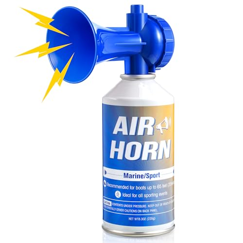 Large Air Horn 8.3 oz, Handheld Loud Air Horn Can for Safety, Marine Fog Horn Blow Horns Boat Accessories, Emergency Use for Sporting Events, Camping, Animals Alarm, Blue (1 Pcs)
