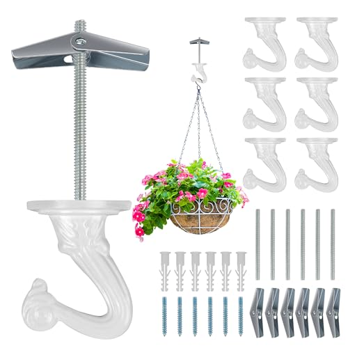 Aidoclip 6 pcs Ceiling Hooks for Hanging Plants,Hanging Hanging Lights Metal Small Hooks,Indoor Outdoor Wall Heavy Duty Plant Hanger Swag Hook