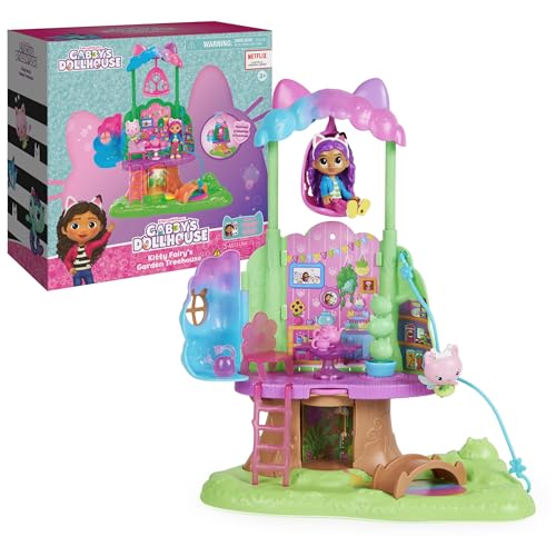 Gabby's Dollhouse, Transforming Garden Treehouse Playset with Lights, 2 Figures, 5 Accessories, 1 Delivery, 3 Furniture, Kids Toys for Ages 3 and up