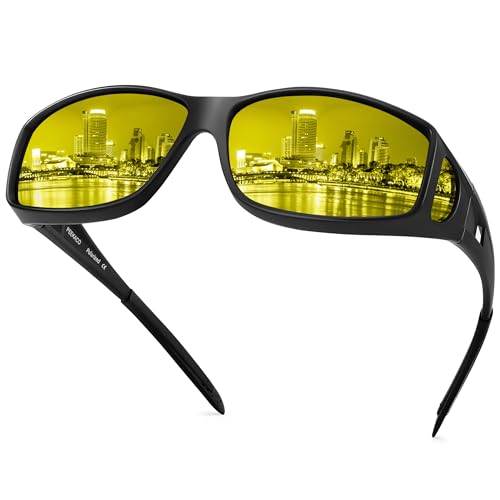 Peekaco Polarized Sunglasses Fit Over Glasses for Men Women, Wrap Around Sunglasses UV400 Protection for Driving