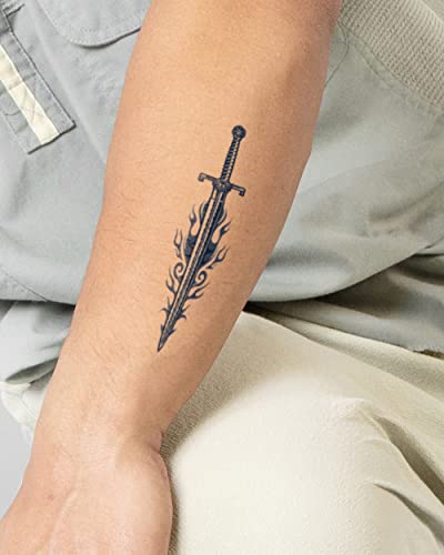 Inkbox Temporary Tattoo, One Premium Easy Long Lasting, Water-Resistant Temp Tattoo with For Now Ink - Lasts 1-2 Weeks, House of the Dragon - Blackfyre Valyrian Steel Sword, 6x3