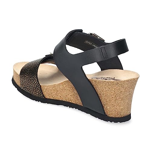 Mephisto Women's Lissandra Wedge Sandal, Black Waxy/Condor, 8