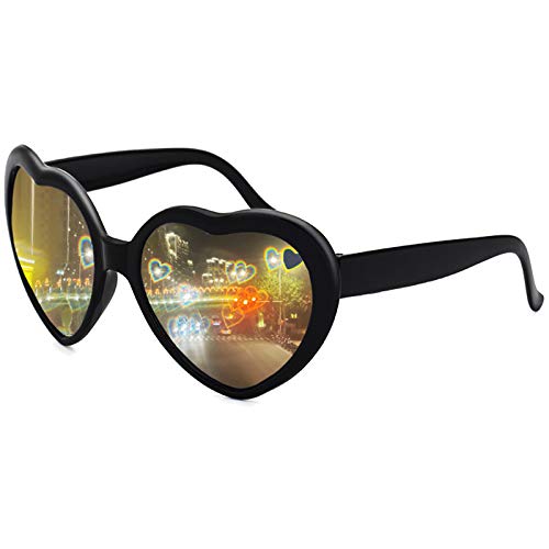 Heart Sunglasses Heart Effect Diffraction Glasses Festival Party Rave Light Accessories Heart Glasses UV400 Protection