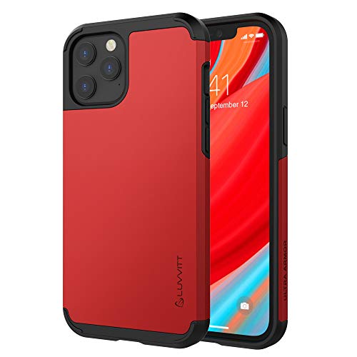 Luvvitt Ultra Armor Case Designed for iPhone 12 Pro Max with Removable Metal Plate for Magnetic Holder (car Mount Cradle is not Included) Designed for Apple iPhone 12 Pro Max 6.7' inch Metallic Red