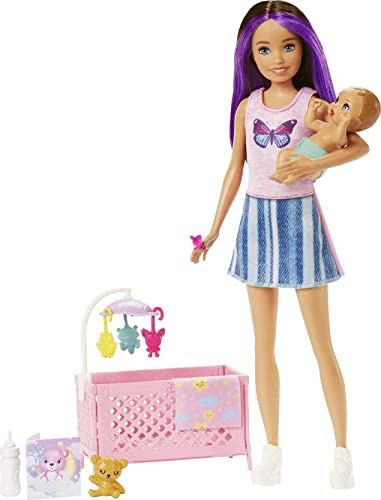 Barbie Skipper Babysitters Inc Crib Playset with Skipper Doll, Baby Doll with Sleepy Eyes, Furniture & Accessories