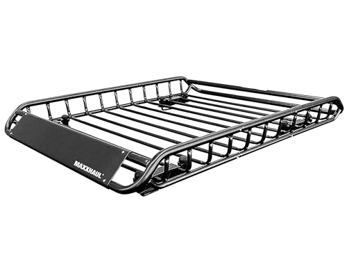 MaxxHaul 70115 46' x 36' x 4-1/2' Roof Rack Rooftop Cargo Carrier Steel Basket, Car Top Luggage Holder for SUV and Pick Up Trucks - 150 lb. Capacity