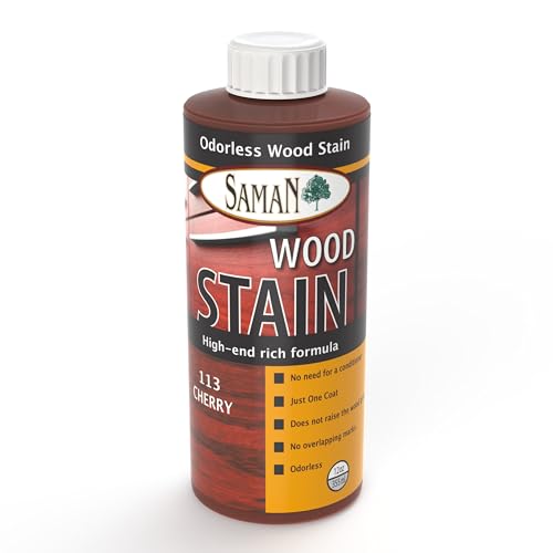 SamaN Interior Water Based Wood Stain - Natural Stain for Furniture, Moldings, Wood Paneling, Cabinets (Cherry TEW-113-12, 12 oz)