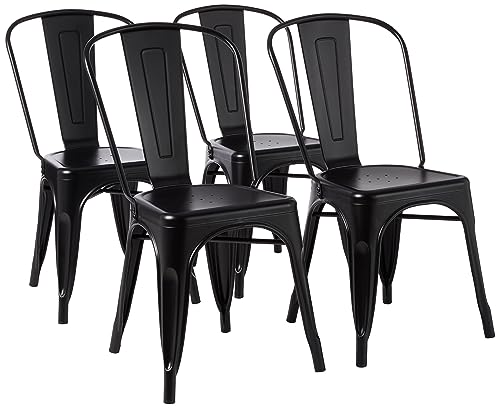 Amazon Basics 33DC01S4-BK Chair, 4 Pack, 20.1'D x 17.1'W x 33.5'H, Matte Black