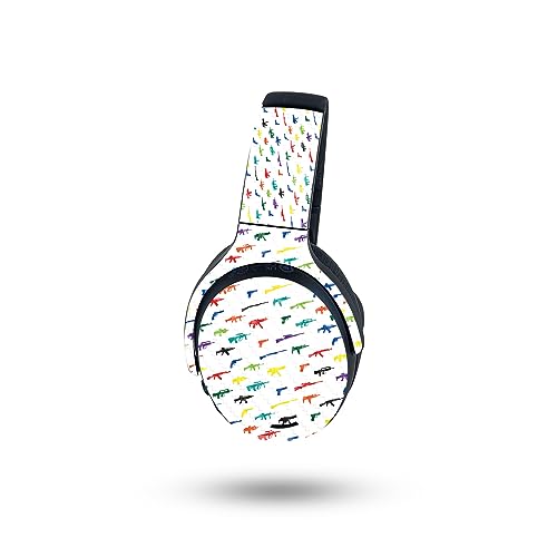 MightySkins Carbon Fiber Skin Compatible with Skullcandy Crusher ANC 2 - Fun Guns | Protective, Durable Textured Carbon Fiber Finish | Easy to Apply, Remove, and Change Styles