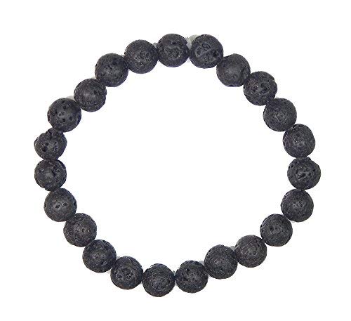 Myhealingworld Natural Black Lava Rock 8 mm Bead Healing Balancing Reiki Yoga Stretchable Bracelet