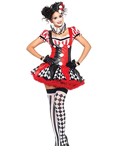 Leg Avenue Women's 3PC.Harlequin Clown, Black/Red, Large