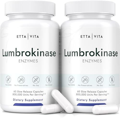 Potent Lumbrokinase Supplement (120 Servings) 40mg/Serving (Max Activity - 800,000 Units) - Lumbrokinase Enzymes Capsules for Energy Support, Digestion, Cognition & Gut Health - Similar to Nattokinase