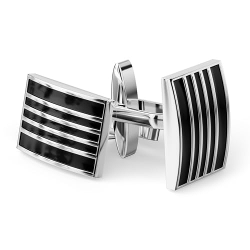UHIBROS Cufflinks For Men, 316L Stainless Steel Tuxedo Shirt Cuff Links Shirt Stud Accessories Unique Business Groom Wedding Black Silver Gold Jewelry Gift for Son, Father, Husband, Boyfriend