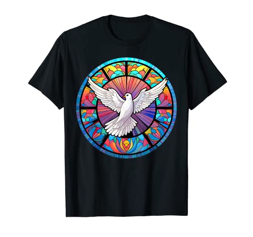 Holy Spirit Dove Praise Jesus Holy Spirit In Stained Glass T-Shirt
