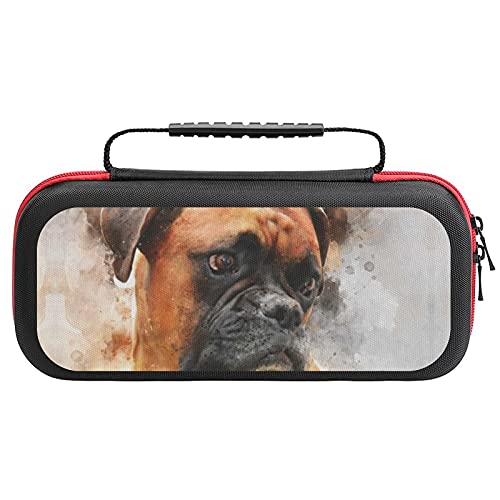 Boxer Dog Thinking Travel Carrying Case Tote Bag For Nintendo Switch Accessories Holds 20 Game Card Bag